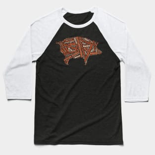 Civilized Caveman - Pig Outline Dark Shirts Baseball T-Shirt
